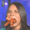 a mouth full of wieners