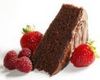 A slice of dark chocolate cake