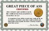 Great Piece certificate