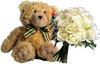 A teddy bear with flowers