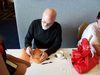Terry Pratchett signing boobies