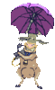 Cow with purple brolly