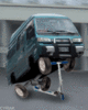 Why is the van riding a scooter?