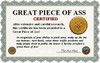 a certificate for being so sexy