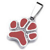 Red Sterling Silver Paw Charm