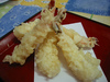 A plate of tempura prawns